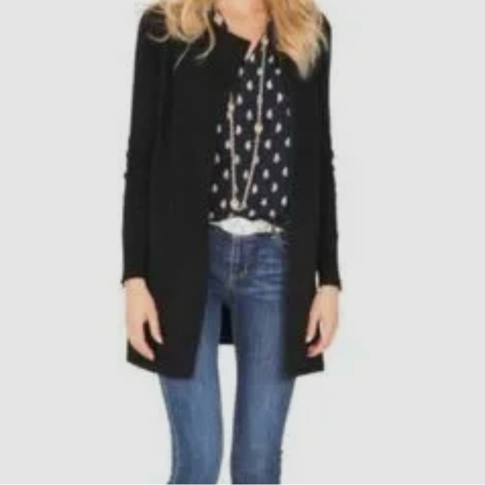 Cabi Black Tailor Ponte Knit Soft Shell Zipper Sweater Coat Jacket XS